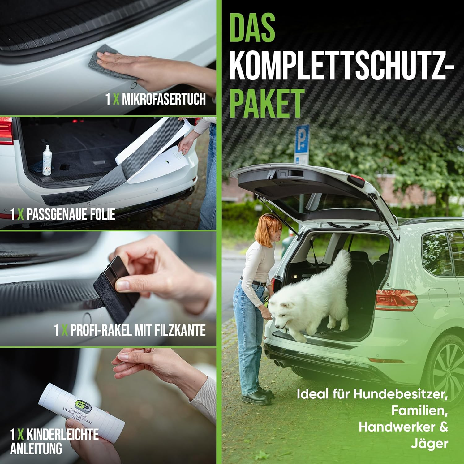 Gd-Shield Car Boot Sill Protector Suitable for VW Tiguan 2 II 2016-2024 Paint Protection Film Set, Squeegee & Microfibre Cloth Bumper Protection, Scratch Protection, Protective Film, Paint Protection image number 2