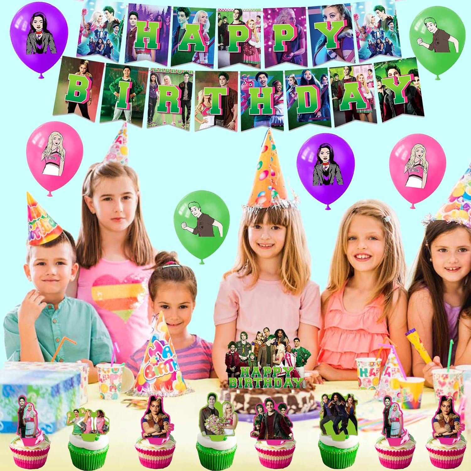 Dinoeye Zombie Green Zombie Balloons, Cake Topper, Happy Birthday Banner Birthday Party Decoration Pack image number 4