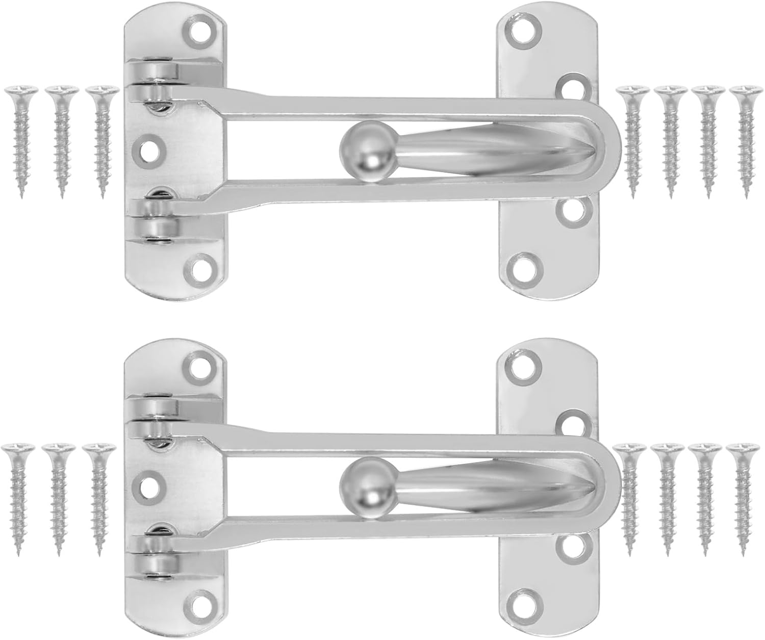 Fsfsdg 2 Pack Latch Guard Clasp Front Door Locks Home Security Door Lock for Swing-In Doors, Hotel Door Latches