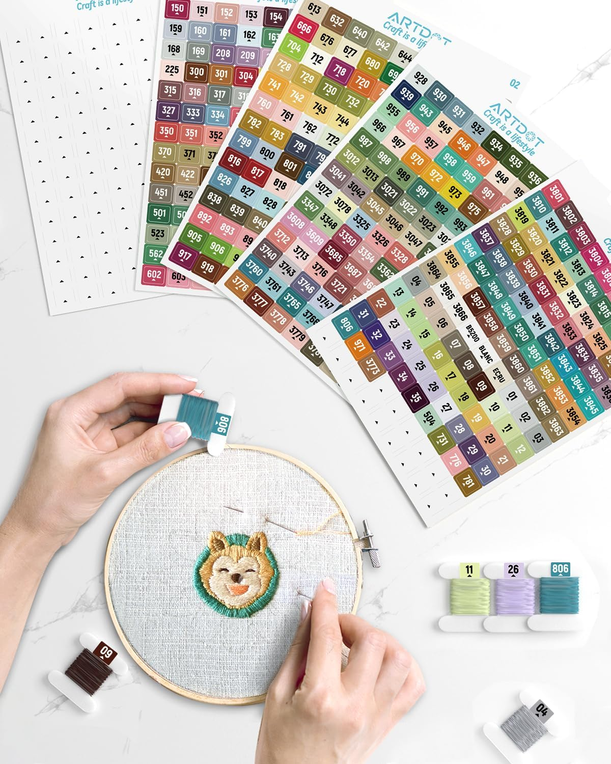 ARTDOT 2 Set Label Stickers for Diamond Art Storage Kits for Adults, 489 Colors Stickers Matched with Actual Embroidery Floss as Diamond Painting Accessories and Cross Stitch Supplies image number 5