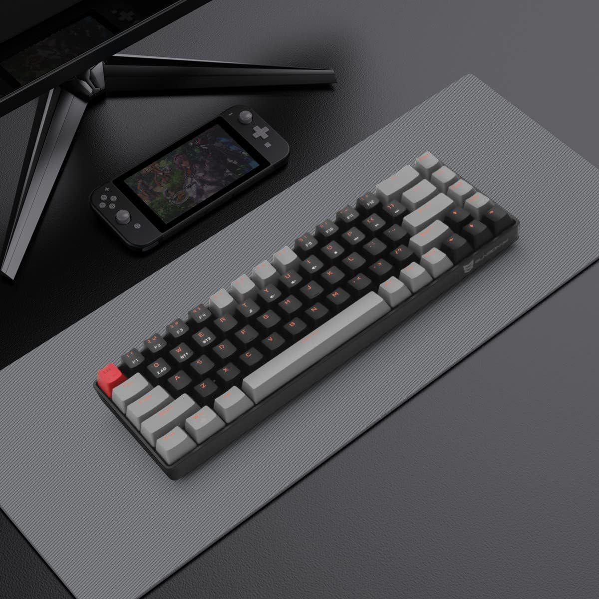 Qisan Mechanical Gaming Keyboard, Dual Mode 2.4G/BT Wireless, 60% Layout, US Layout, Red Switch, 68 Keys, Computer Keyboard, Gaming Pc, Wireless Gaming Keyboard image number 2