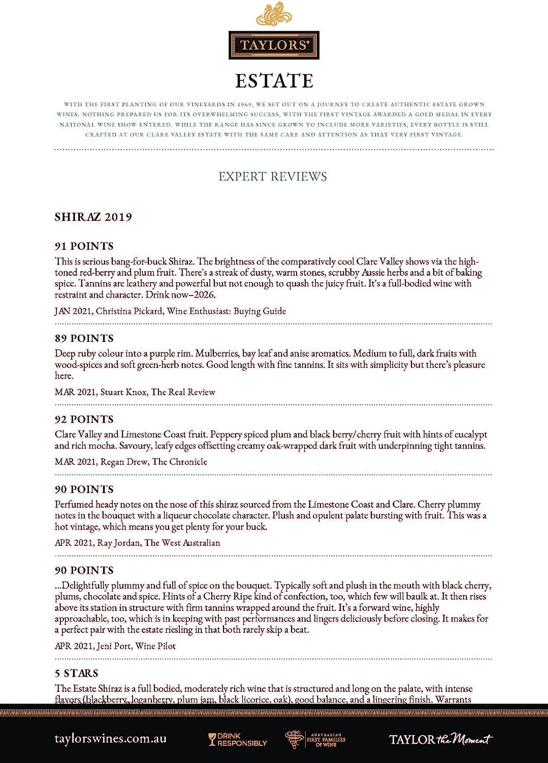 Taylors Estate Shiraz Wine, 750 Ml (Pack of 6) image number 4