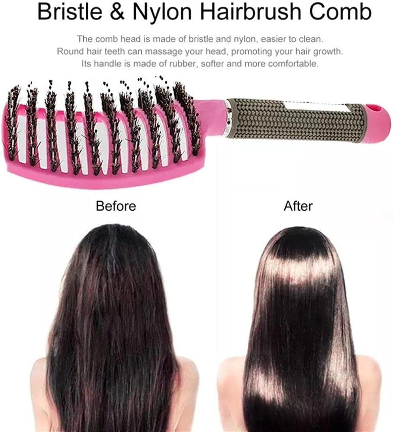 My Sensory Space Detangling Hairbrush, Magical Brush Detangler, Detangler Bristle Nylon Hairbrush, Curved and Vented Detangling Hair Brush (Color : Black)1 image number 5