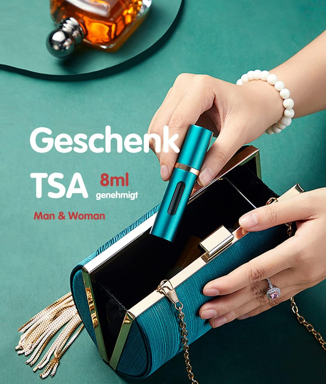 OSALALA Perfume Atomiser Refillable Perfume Bottles Portable Atomiser Mini Spray Bottle Pocket Atomiser with Window for on the Go 8 Ml image number 5