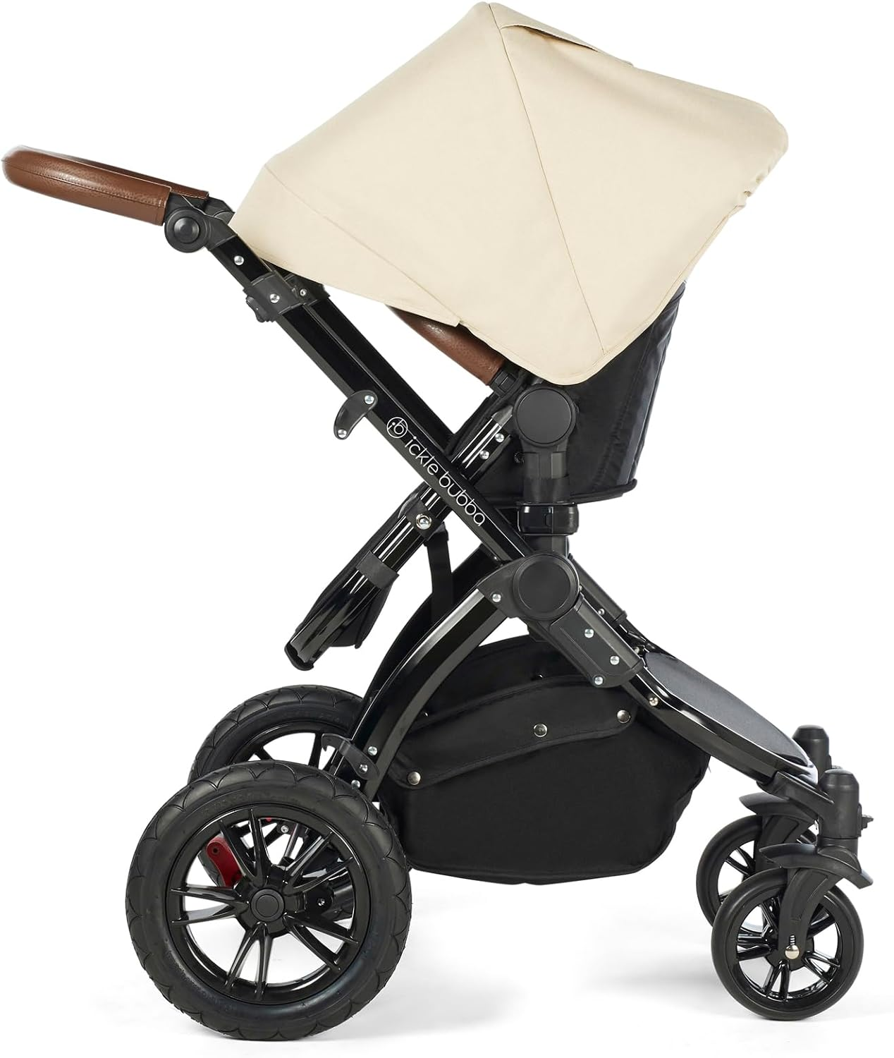 Ickle Bubba Stomp All-In-One 4-Wheel Pram Bundle with Carrycot, Pushchair and Accessories (Black/Sand/Tan) Comfortable, Stylish and Travel Ready image number 3