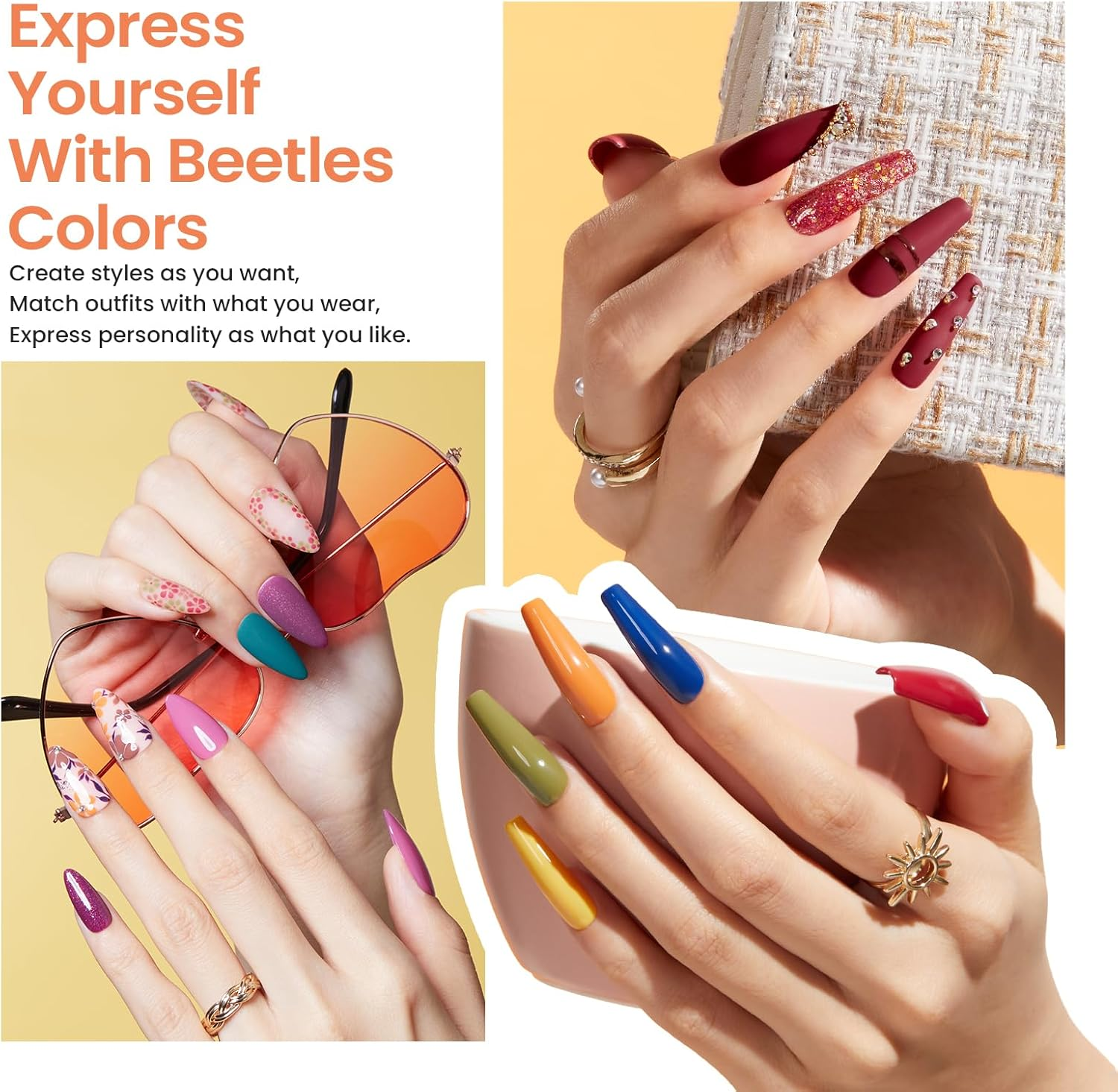 Beetles 28Pcs Gel Nail Polish Starter Kit with U V Light 36W LED Nail Lamp 12 Fall Gel Nail Polish Colors Gel Base Top Coat Pink Green Glitter Gel Polish Set Salon DIY Home Nail Decoration image number 1