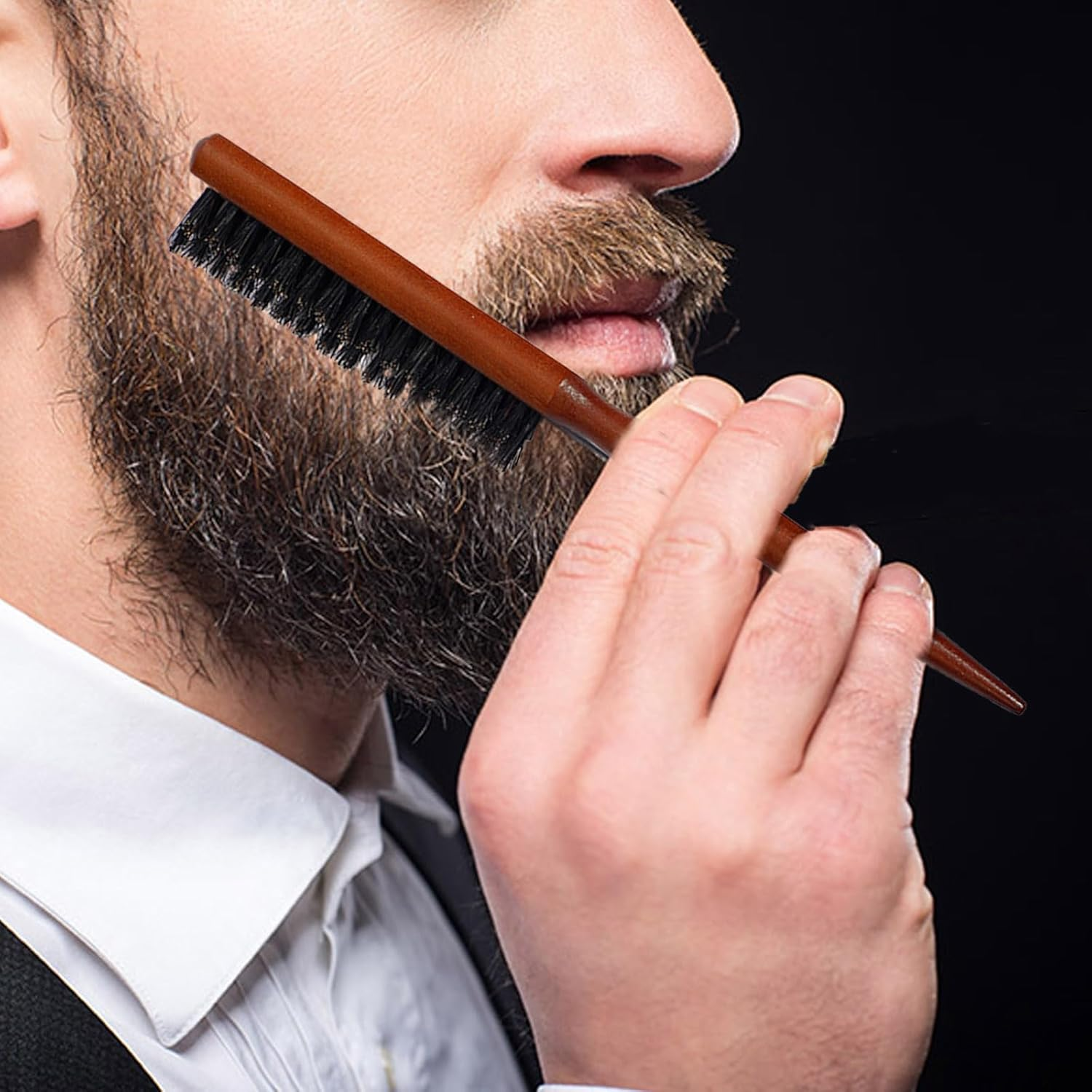 Slick Back Brush Set, Hair Brush for Slicking Back Hair Black Bristle Brush Hair Bristle Brush Hair for Damaged Hair Teasing Hair Slicking Brushing Combing Styling Improve Hair Texture image number 6