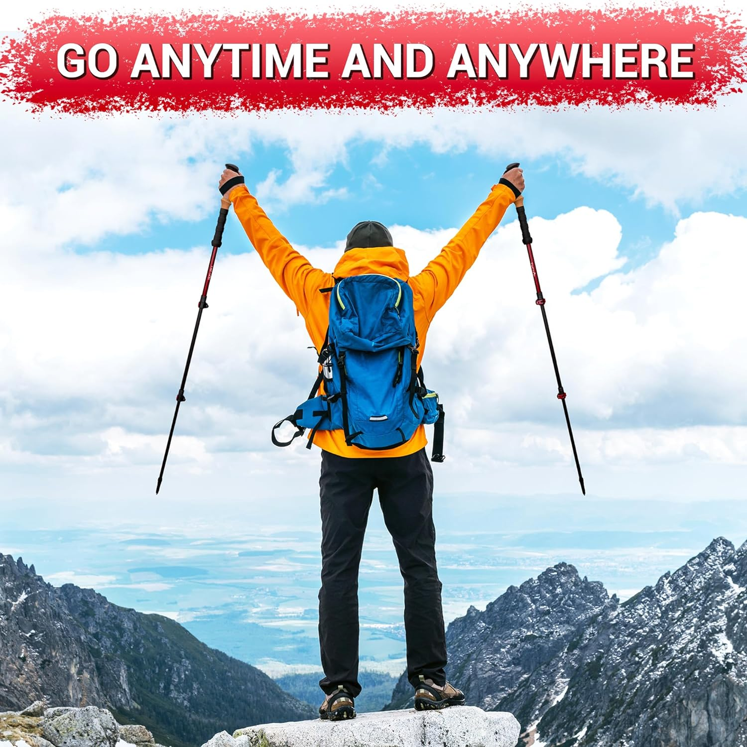 Thefitlife Trekking Poles - Lightweight 7075 Aluminum Hiking Sticks with Cork Grips, Adjustable Telescopic Design, Metal Flip Lock for Men & Women - Perfect for Hiking, Walking, Camping & Backpacking image number 5