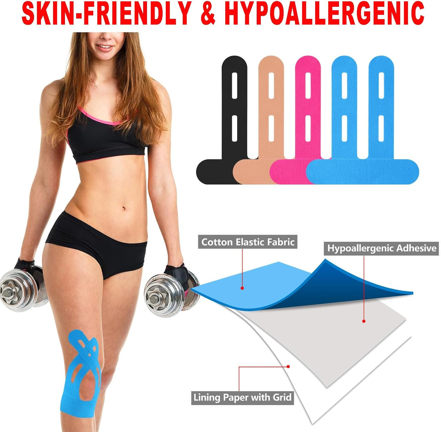 16Pcs Precut Kinesiology Tape for Knees &ndash; Breathable, Waterproof & Flexible KT Tape Strips &ndash; Joint Support for Training, Exercise & Daily Use &ndash; Suitable for Sports Enthusiasts, Seniors & Active Women image number 6