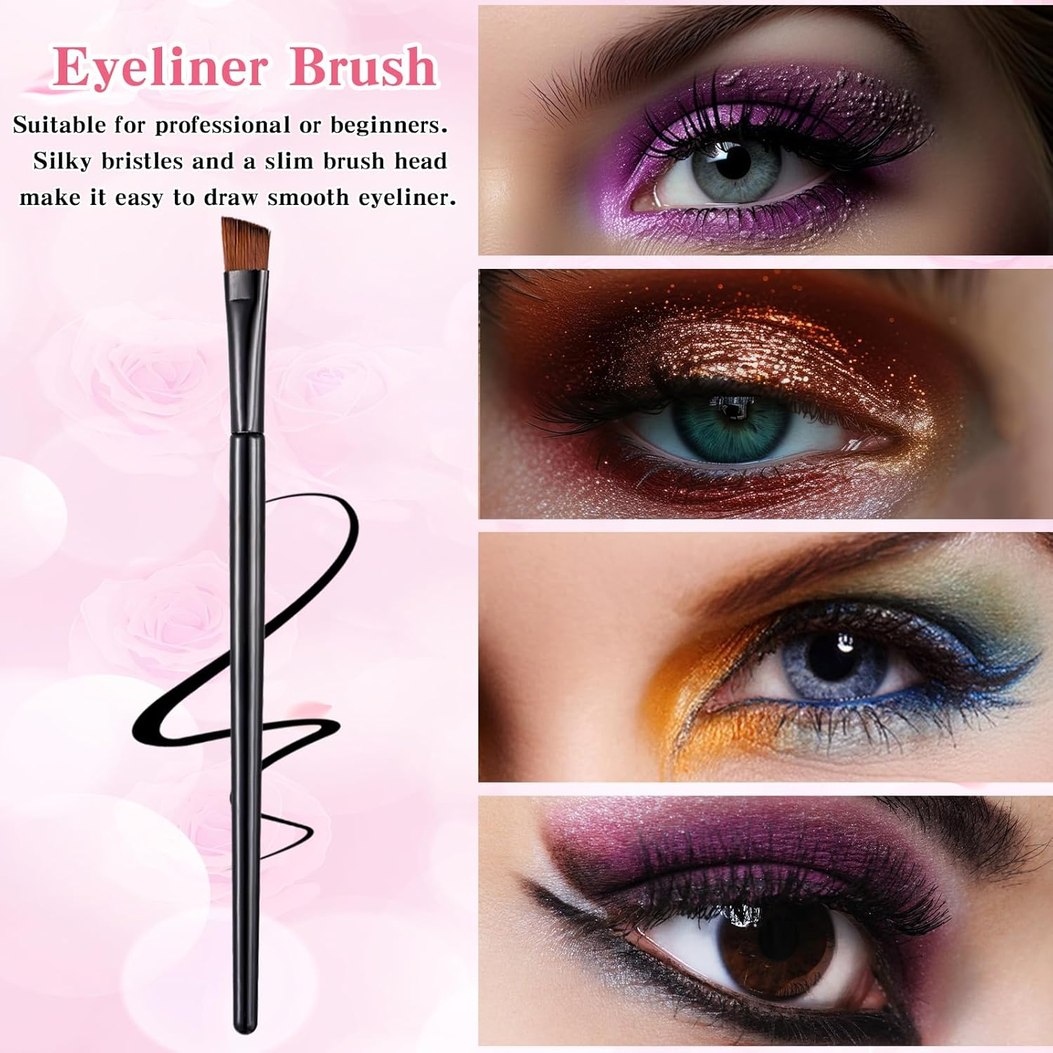 200 Pcs Angled Eyebrow Brush Bulk Disposable Brow Tint Brush Thin Brow Brushes for Eyebrows Tinting Eye Makeup Brushes for Concealer Eye Shadow Applicators Sticks Esthetician Supplies Black image number 1