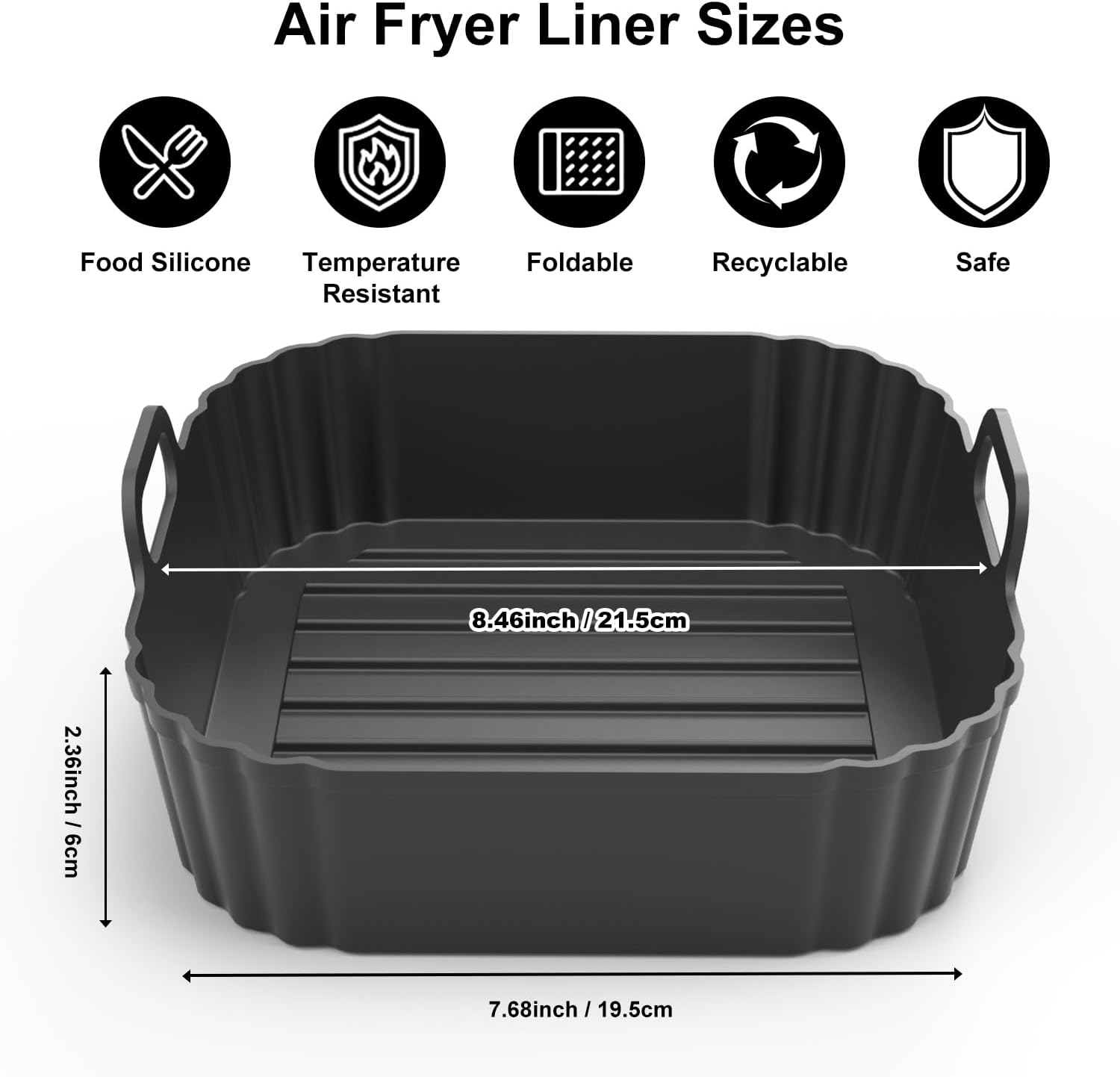 8.5 Inch Square Silicone Air Fryer Liners 2 Pack for Instant Pot Vortex Plus, Healthy Choice, Ninja AF181 Pro XL, Philips 2000 Series NA230/00, HD9270/21 for 4.7L 5.7L 6.2L 6.5L Reusable Basket Trays image number 4