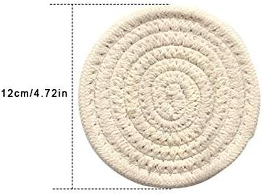 Gracelife 6Pcs Cup Mat Pure Cotton Thread Weave round Drink Hot Pads Mats Set Absorbent Scald-Proof Drink Coasters (Beige) image number 2