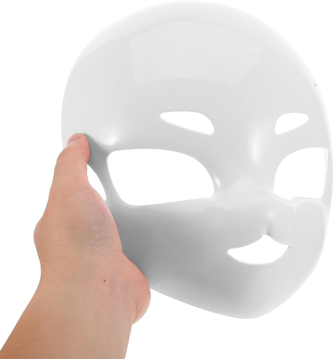 Holibanna Full Face White Plastic Mask Versatile Masquerade Halloween Costume Accessory Design with Detailing for Cosplay Events and Parties image number 2