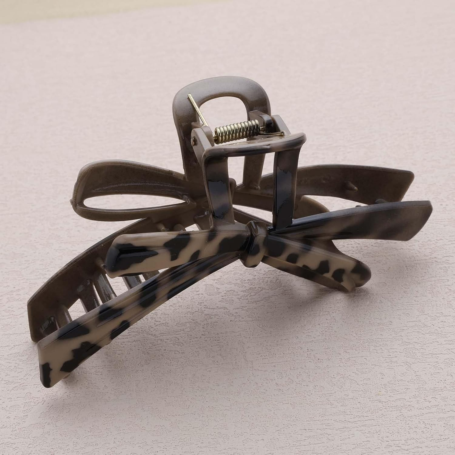 Inateannal Vintage Large Bow Claw Clips Large Turtle Plastic Hair Claw Acrylic Leopard Print Hair Clips Thick Curly Non-Slip Hair Clips Strong Hold Bow Hair Accessories image number 3