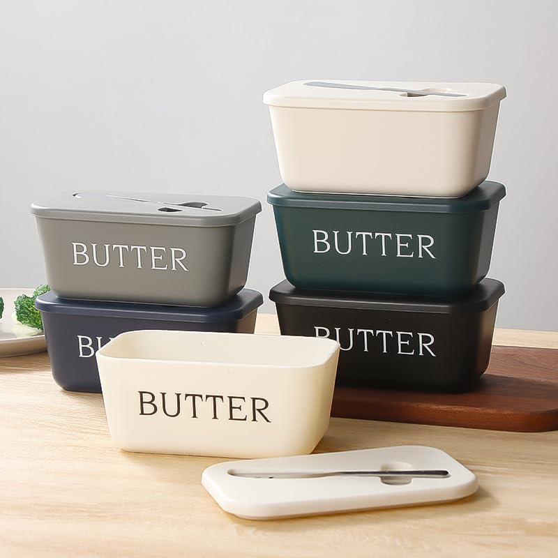YC-GREHUN Butter Dish with Lid and Knife, Butter Dish Butter Container, Butter Dishes with Butter Knife, Lightweight Unbreakable Plastic Butter Holder Tray for Countertop Kitchen Accessories（White） image number 4