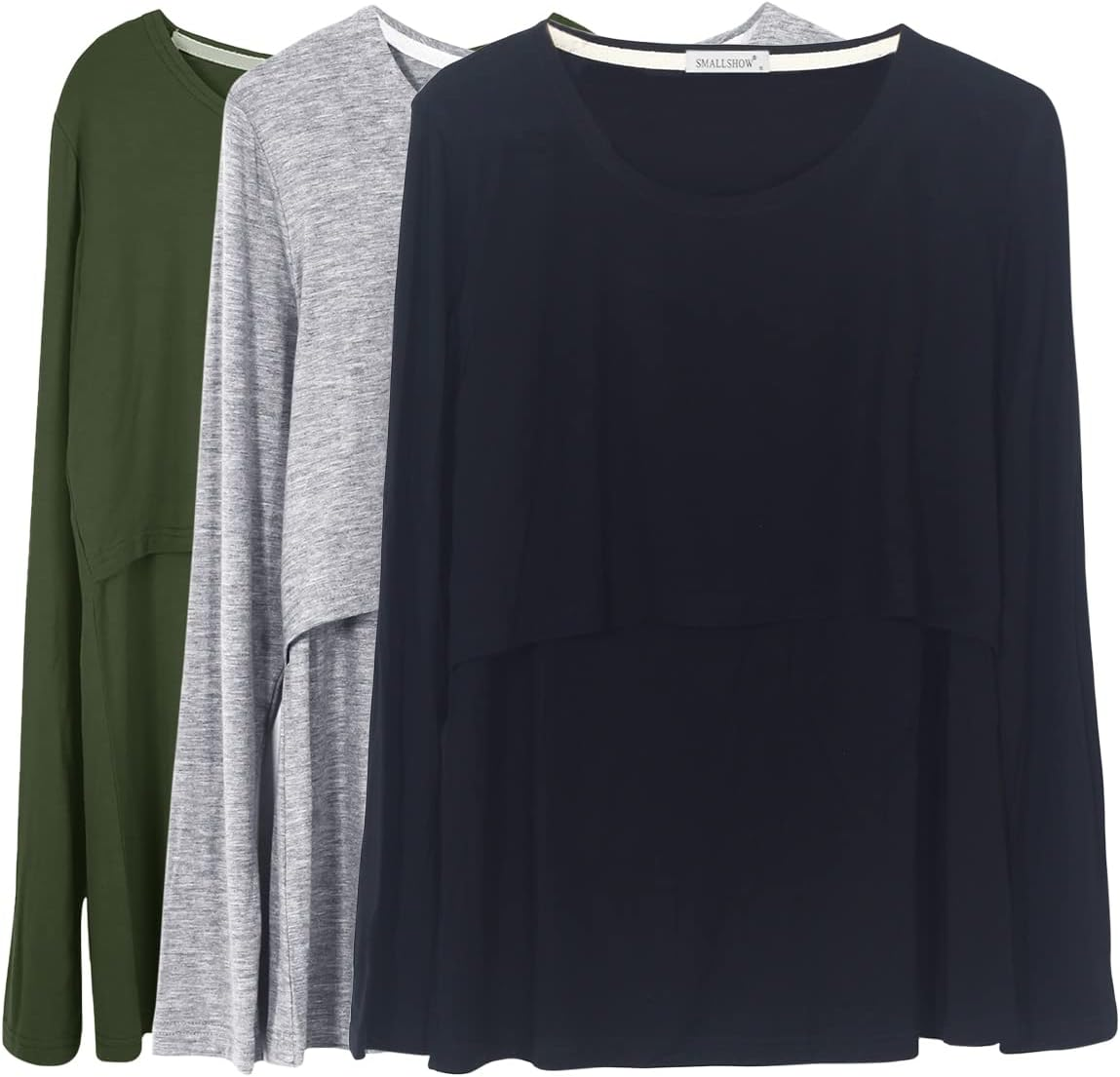 Smallshow Women'S Nursing Tops Short Sleeve Shirts for Breastfeeding 3-Pack