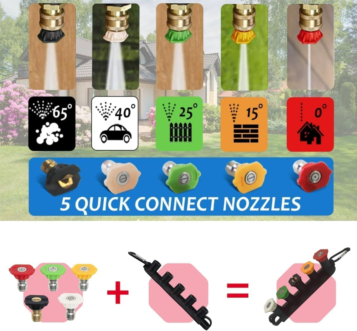 WXNANY Pressure Washer Foam Cannon with 1/4&rdquo; Quick Connector 5 Tips and Holder 1 Liter Bottle image number 1