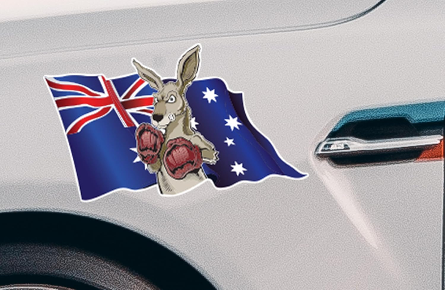Australia Day Car Decals &ndash; a Pair of Vinyl Stickers with Boxing Kangaroo & Flag Design, Weatherproof, Bubble-Free Application, Proudly Australian Made (25Cm)