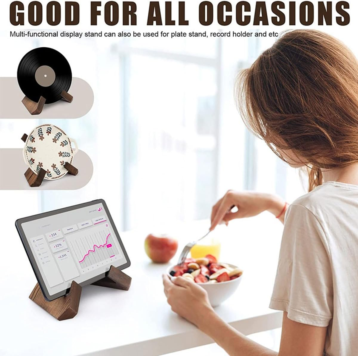 AIMALL Solid Wood Flat Bracket, Modern Simple Menu and Record Stand, Household Reading Rack, Fits Items up to 8.5 Inches image number 6