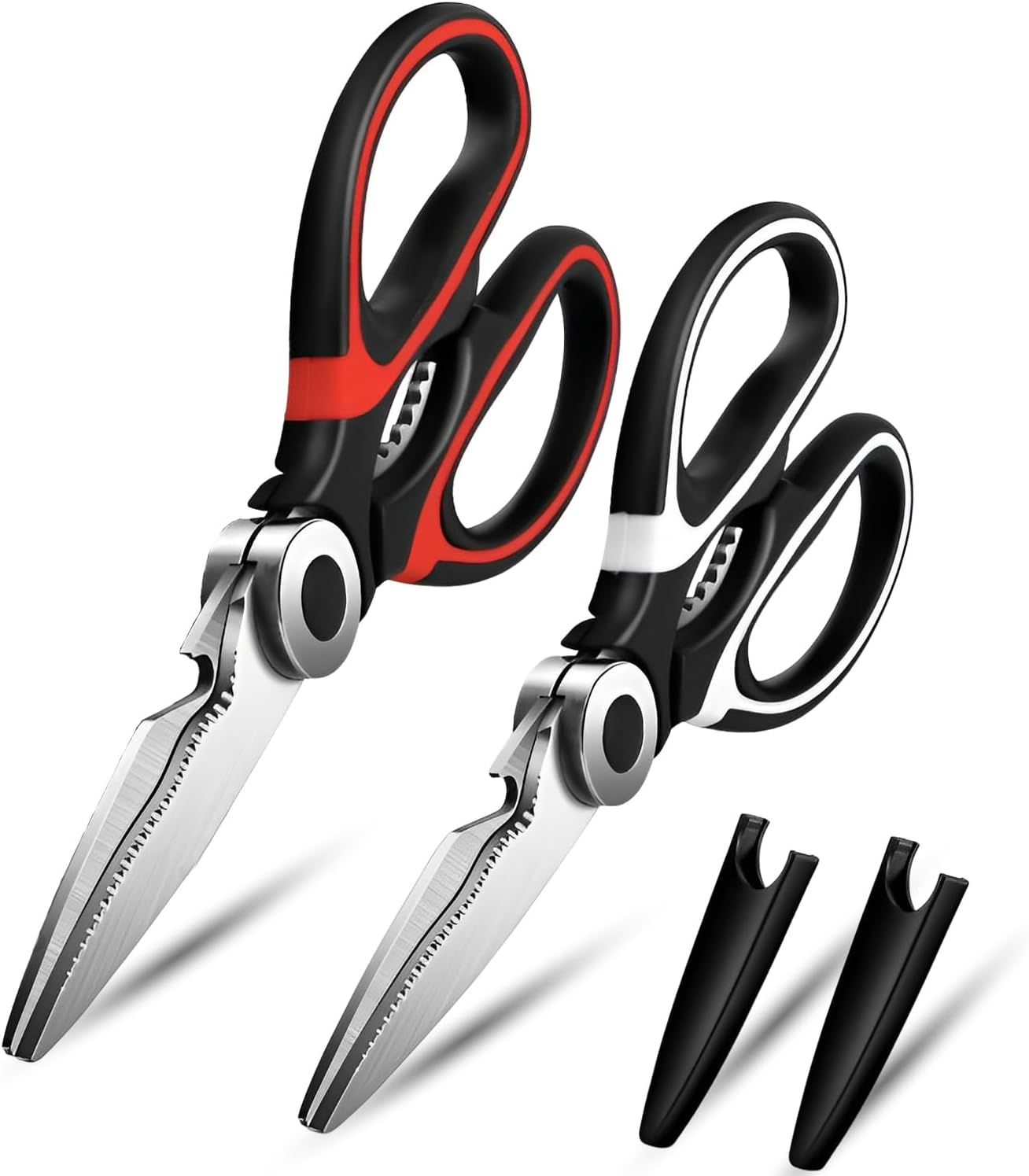 Heavy Duty Kitchen Scissors, Sharp Kitchen Scissors Multipurpose Utility Stainless Steel Scissor, Kitchen Shears for Chicken, Poultrymeat, Vegetables, Herbs, Bbq,Bottle & Jar Opener（2Pcs ） image number 1