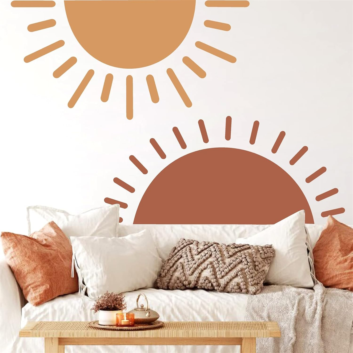 Half Sun Wall Decal Large Wall Decal Sunshine Wall Stickers Vinyl Wall Art Decals Removable Sun Decals for Walls Sunrise Sticker Peel and Stick Headboard Wall Decals for Nursery Kids Room Bedroom image number 5