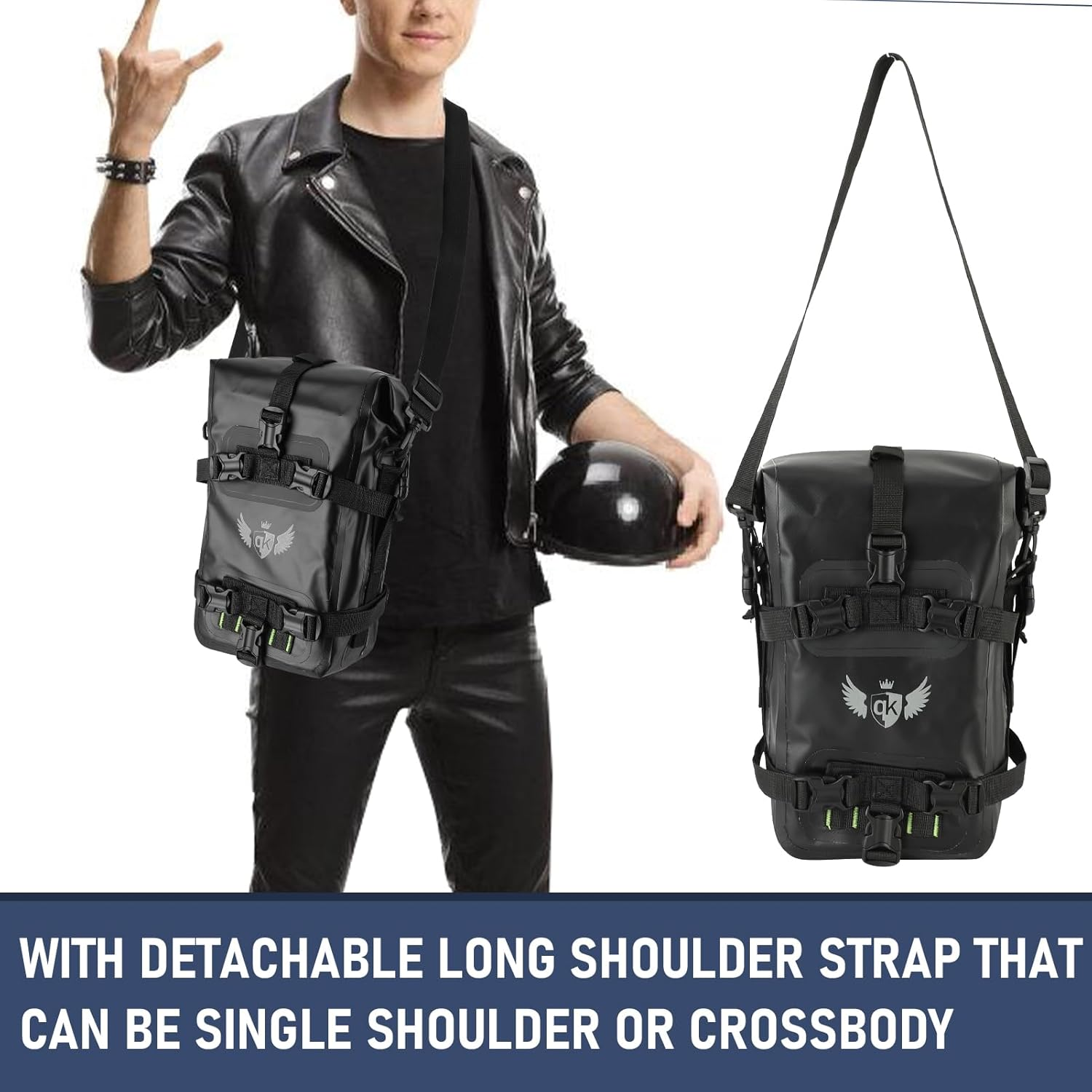 Motorcycle Bumpers Bag IPX7 Waterproof 8L Motorcycle Side Frame Bag with Shoulder Strap Waterproof Motor Crash Bar Bag for Travel image number 3