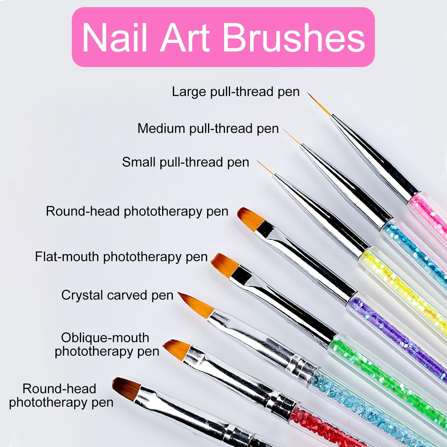 Icovalescent 8-Piece Nail Brush Set, Nail Design Brushes, Nail Art Dotting Tools, Dual-Ended Professional Acrylic Nail Art Pen for Making Nail Polish, Dotting, Fine Painting, DIY image number 4