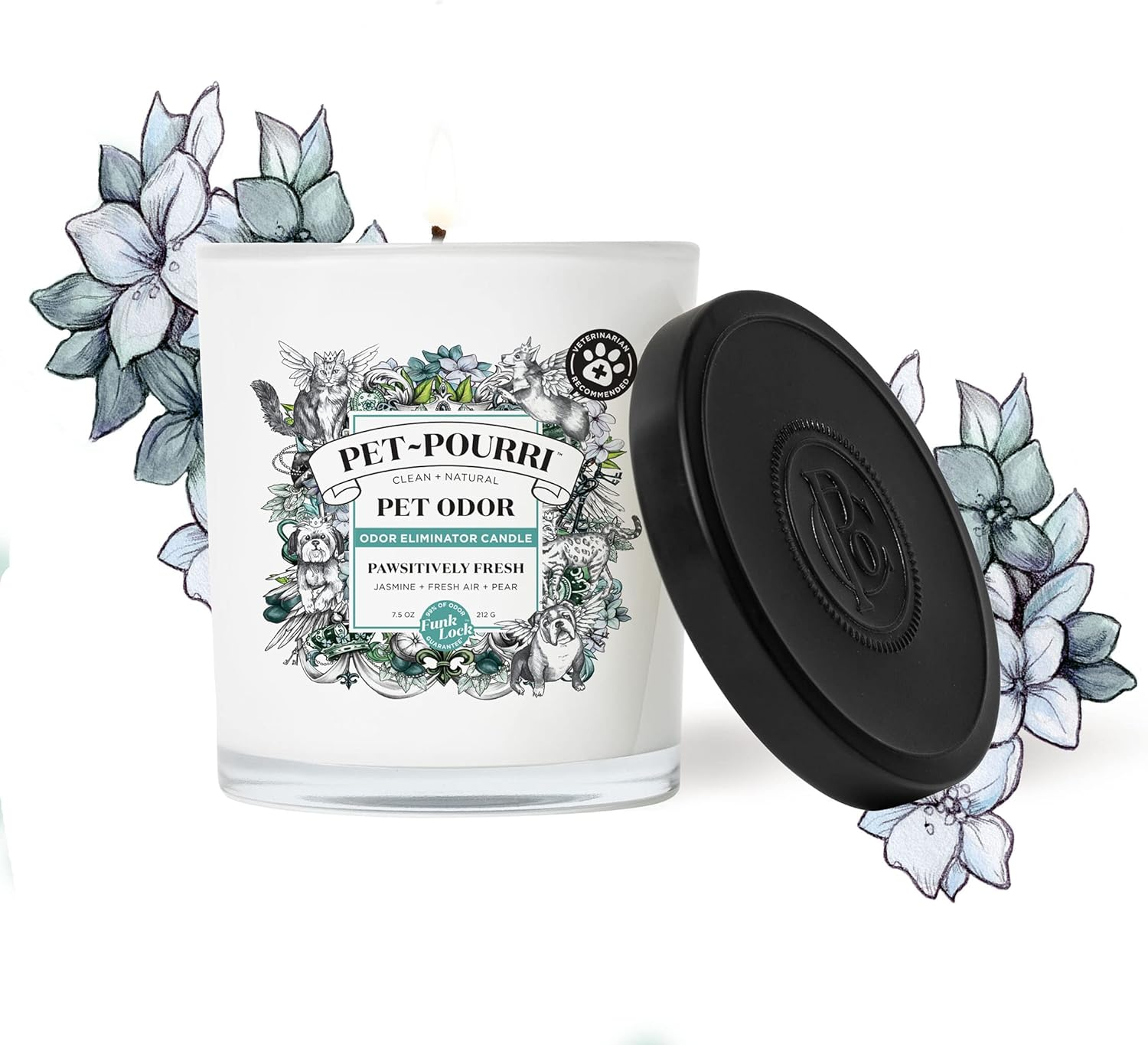 Pet-Pourri Pet Odor Eliminator Candle, Pawsitively Fresh, 7.5 Oz - Jasmine, Fresh Air and Pear (Veterinarian Recommended) image number 5