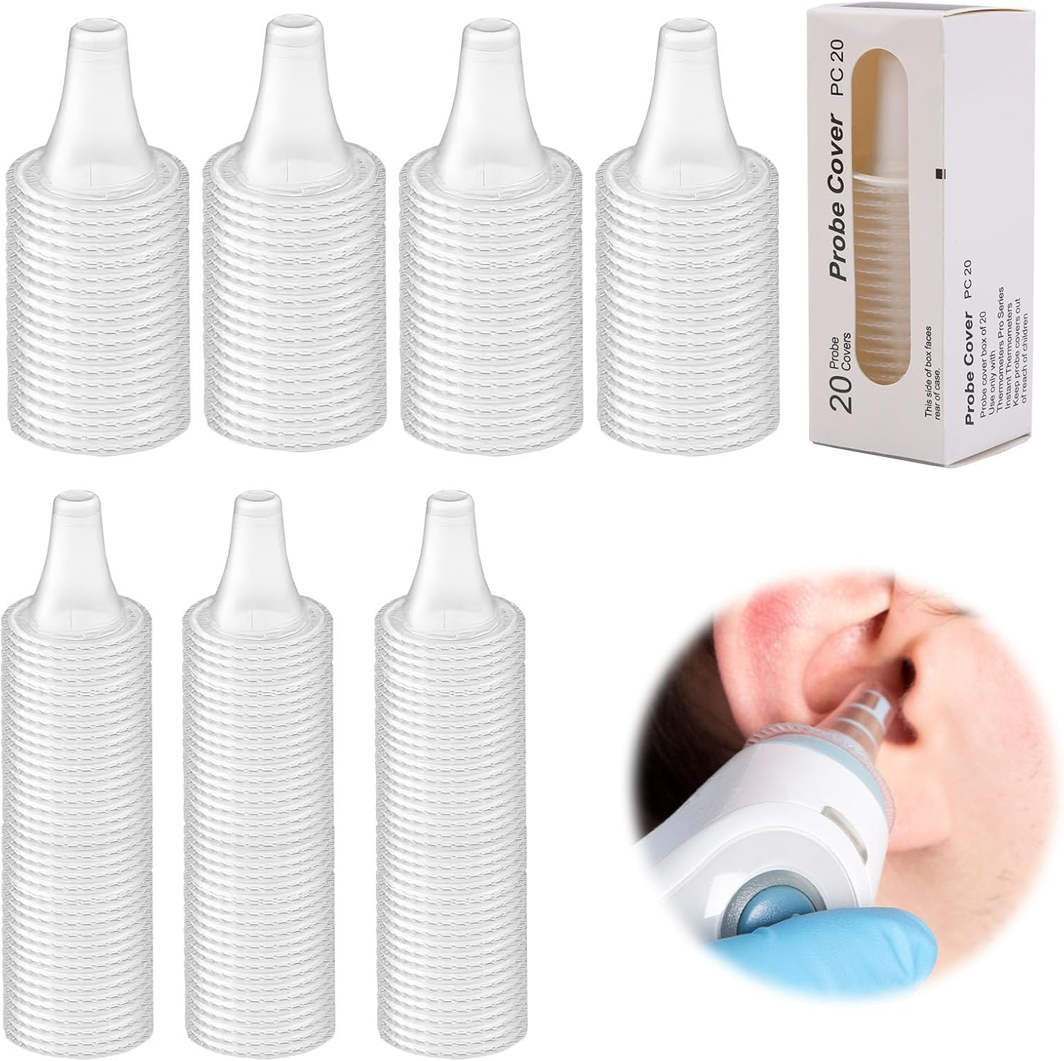 200 Pack Ear Thermometer Probe Covers Compatible with Braun Thermoscan, Refill Caps Replacement Lens Filter Protector for All Braun Thermometer Models, Protective Thermometer Cover, BPA & Latex Free image number 3