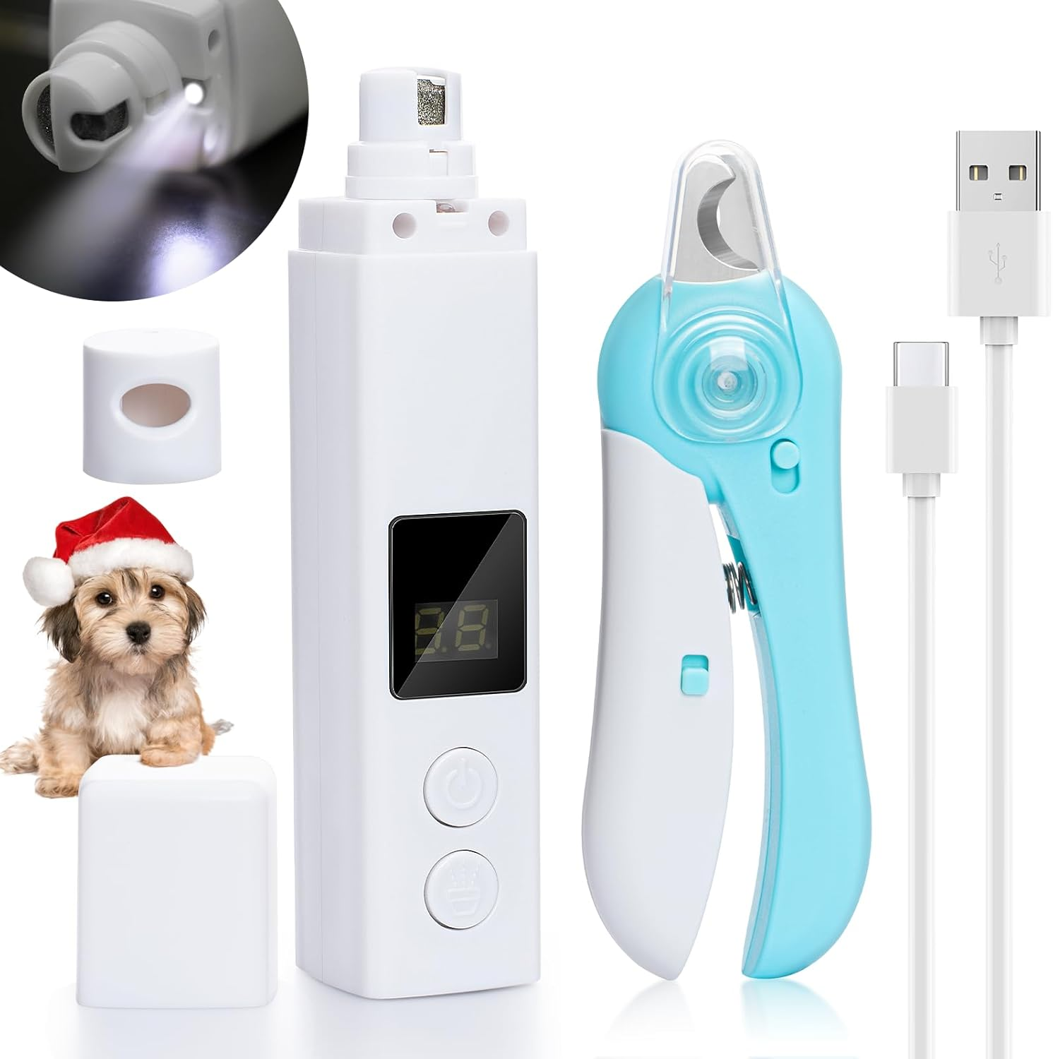 Koalakraft Dog Nail Grinder and Clippers Set &ndash; Rechargeable, Low Noise Electric Pet Nail Grinder for Dogs & Cats, LED Display, 4 Adjustable Speeds, Grooming Kit with Dog Nail Trimmer & File image number 5