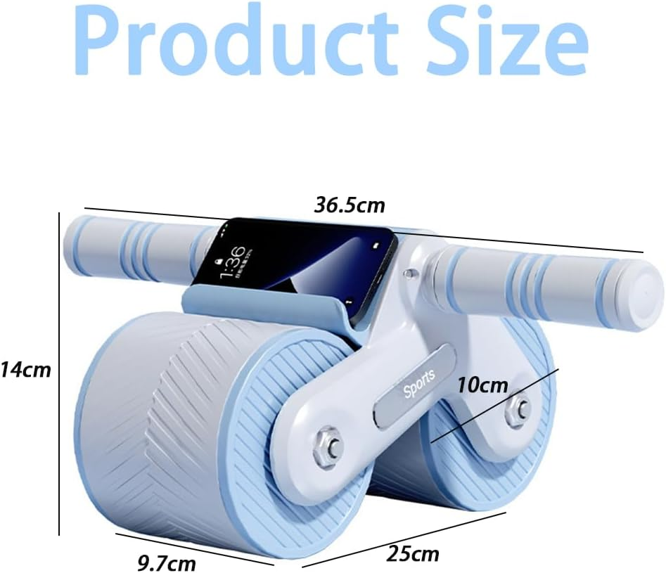 Ab Roller Wheel,Abdominal Trainer,Automatic Rebound Ab Wheel,Abdominal Exercise Equipment,For Home Gym Core Fitness,Ab Workouts and Strength Training, for Bodybuilding Workout, with Mat image number 3