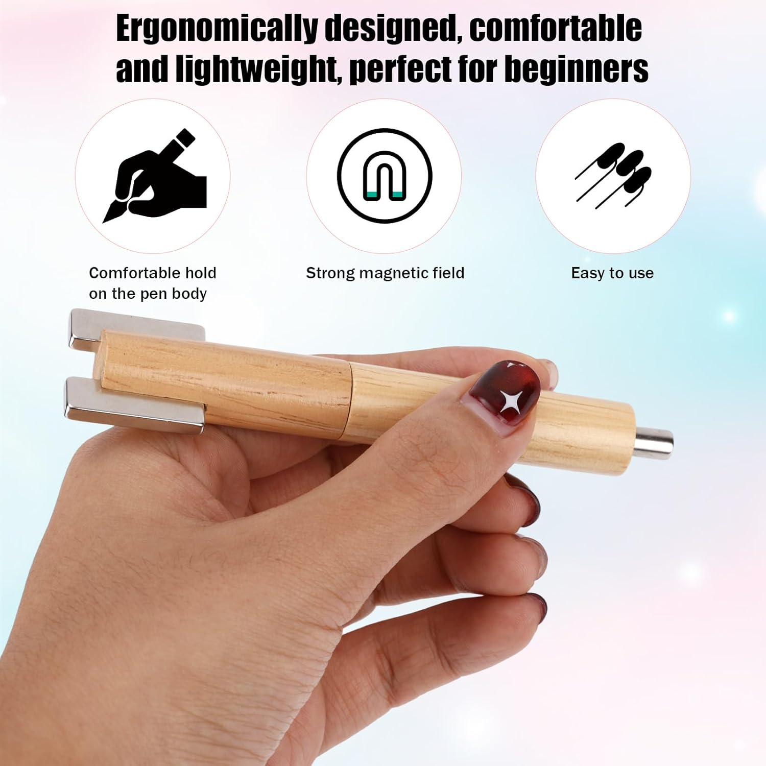 3Pcs Heart Cat Eye Nail Magnet Set, Including 1 Nail Bar & 2 Y-Shaped Magnet Tools for Cat Eye Gel Polish DIY Manicure Design Kit