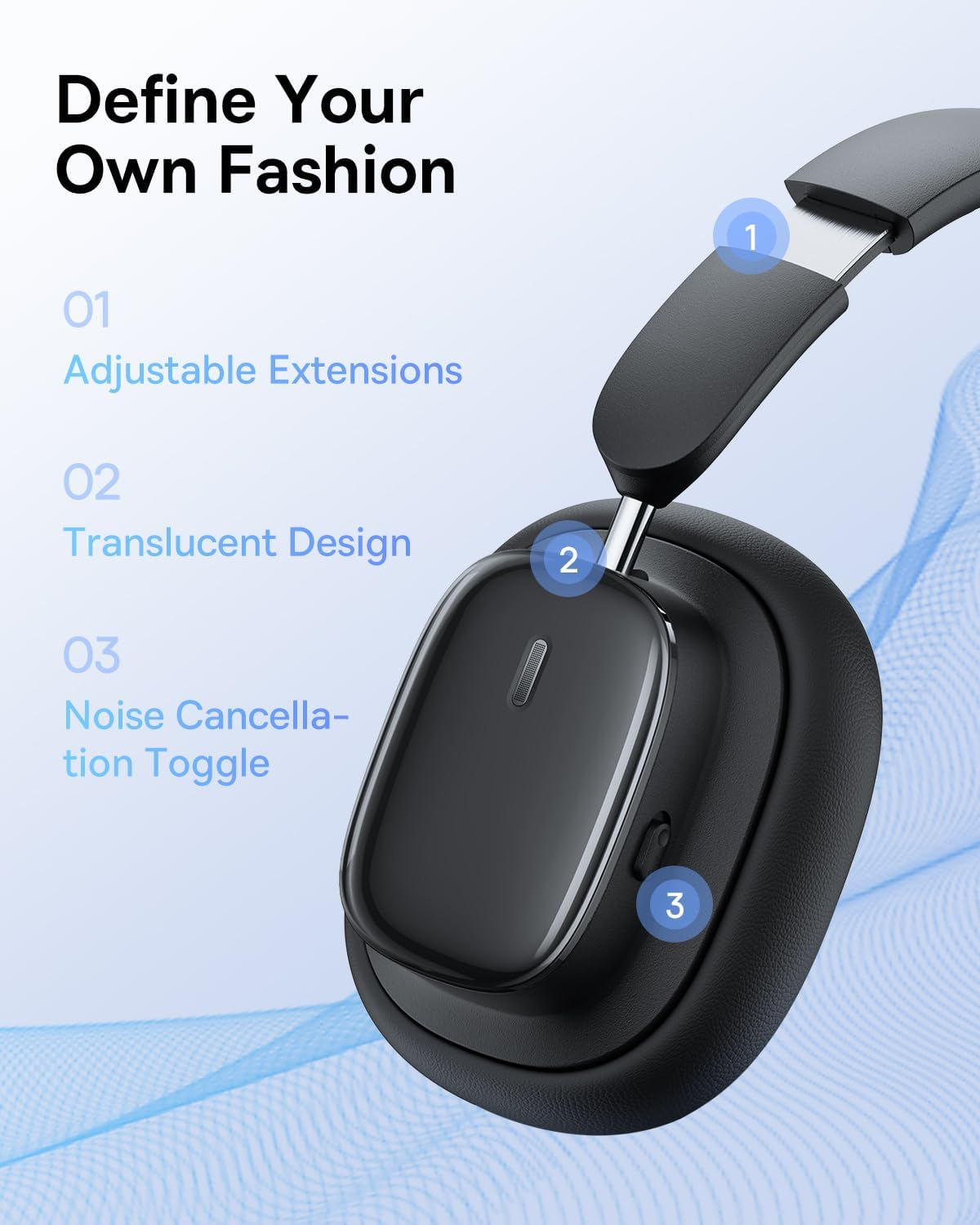 Baseus H1I Bowie Earbuds, Active Noise Cancellation, Low Latency 0.038S, Wireless Bluetooth 5.3 Headphones, Black - White image number 7