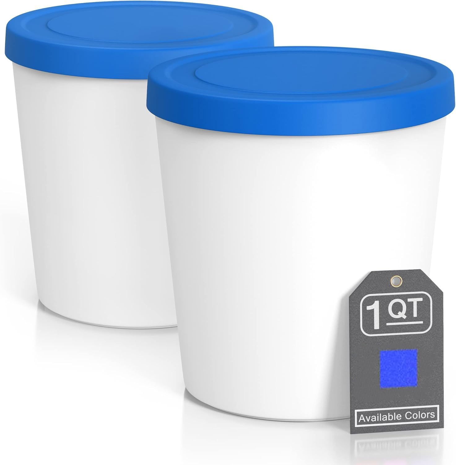 Ice Cream Containers for Homemade (2 Pack - 1L Each) Reusable Ice Cream Storage Containers Perfect Freezer Storage Tubs with Lids for Ice Cream, Sorbet and Gelato, Blue image number 4