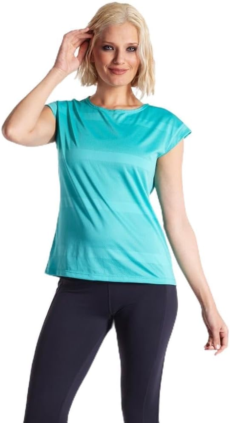 Stripe Women'S Running T Shirt-Teal image number 1