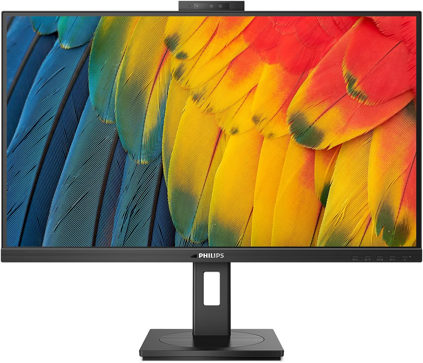 Philips 27B1U5601H - 27 Inch QHD Monitor, 5 MP Webcam, Height-Adjustable, Speaker (2560 X 1440, 75 Hz, HDMI, Displayport, USB-C, RJ45, USB Hub) Black