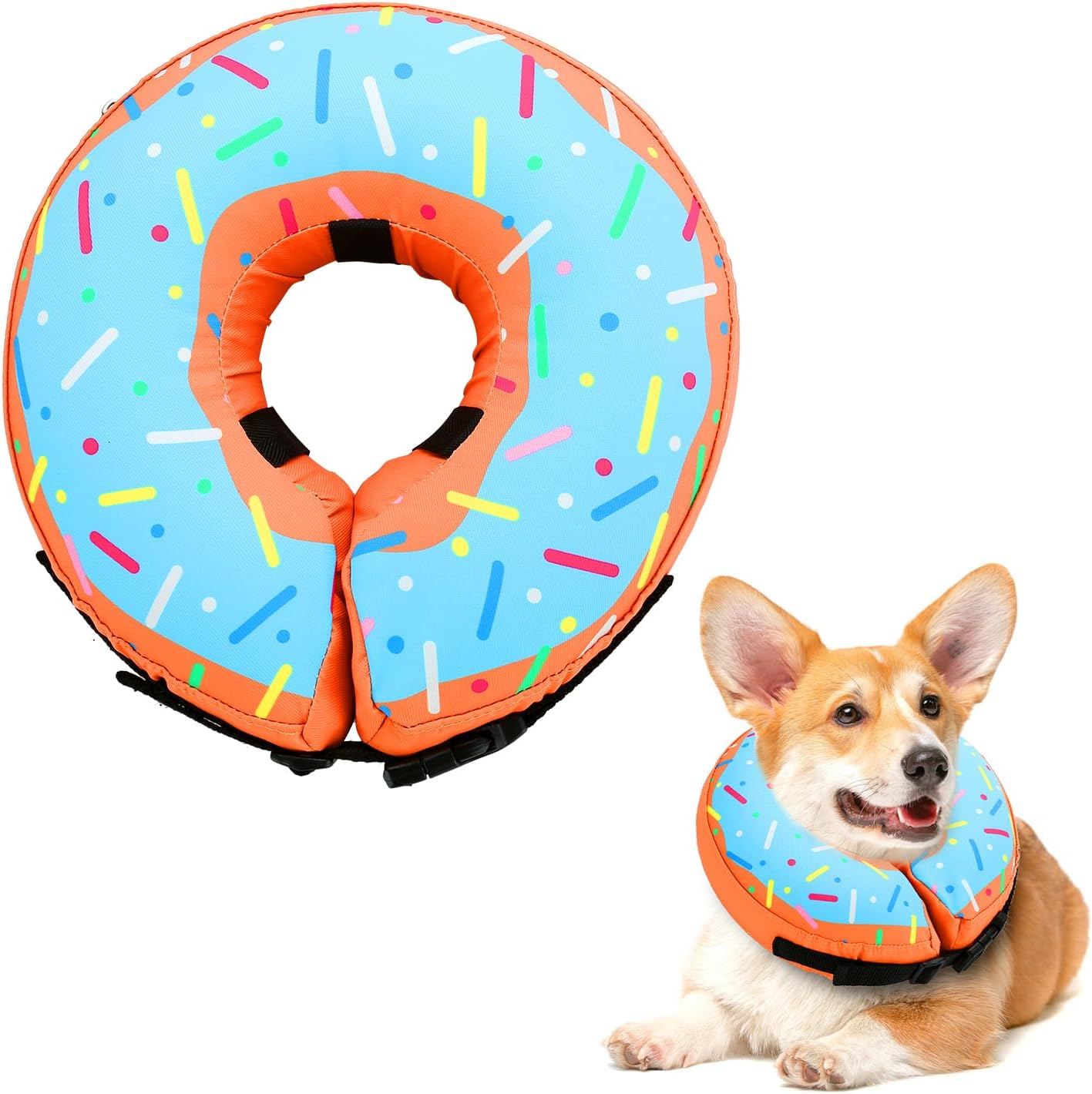 TMEOIIPY Inflatable Dog Cones for Large Dogs, Soft Dog Cone Collar Alternative after Surgery, Adjustable Dog Donut Cone Protective Elizabethan Collar Pet Collar to Stop Licking-L image number 5