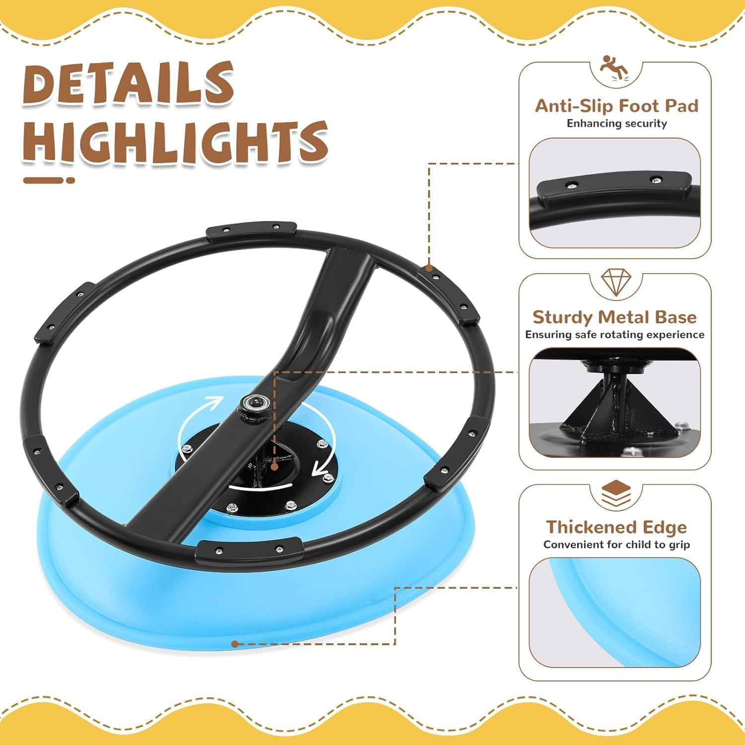 Kids Spin Chair | Sensory Swivel Chair - Indoor Children Sensory Swivel Chair with Non-Slip Design, Kids Balance for Training Body Coordination (Blue) image number 5