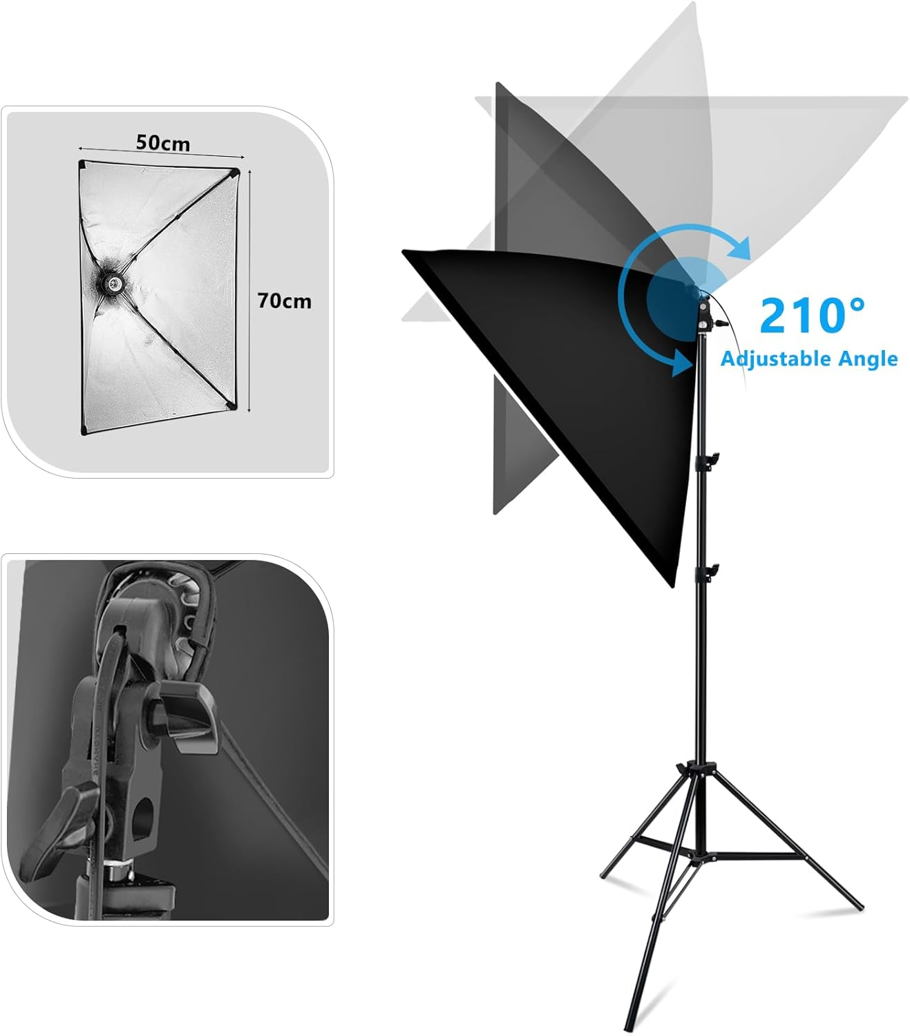 MSKIRA Softbox Lighting Kit 85W Bi-Color LED Dimmable Soft Box Light Stand Photography Continuous Light Studio Softboxes for Portraits, Youtube, Product Fashion Shooting image number 4