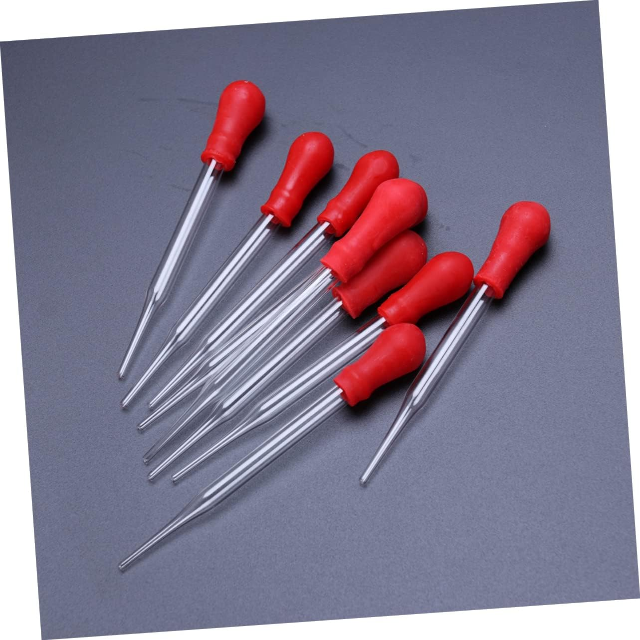BESTOYARD 10Pcs 12Cm Glass Pipette Droppers Silicone Bulbs Red Head for Laboratory and Home Use Eye Dropper Set image number 2