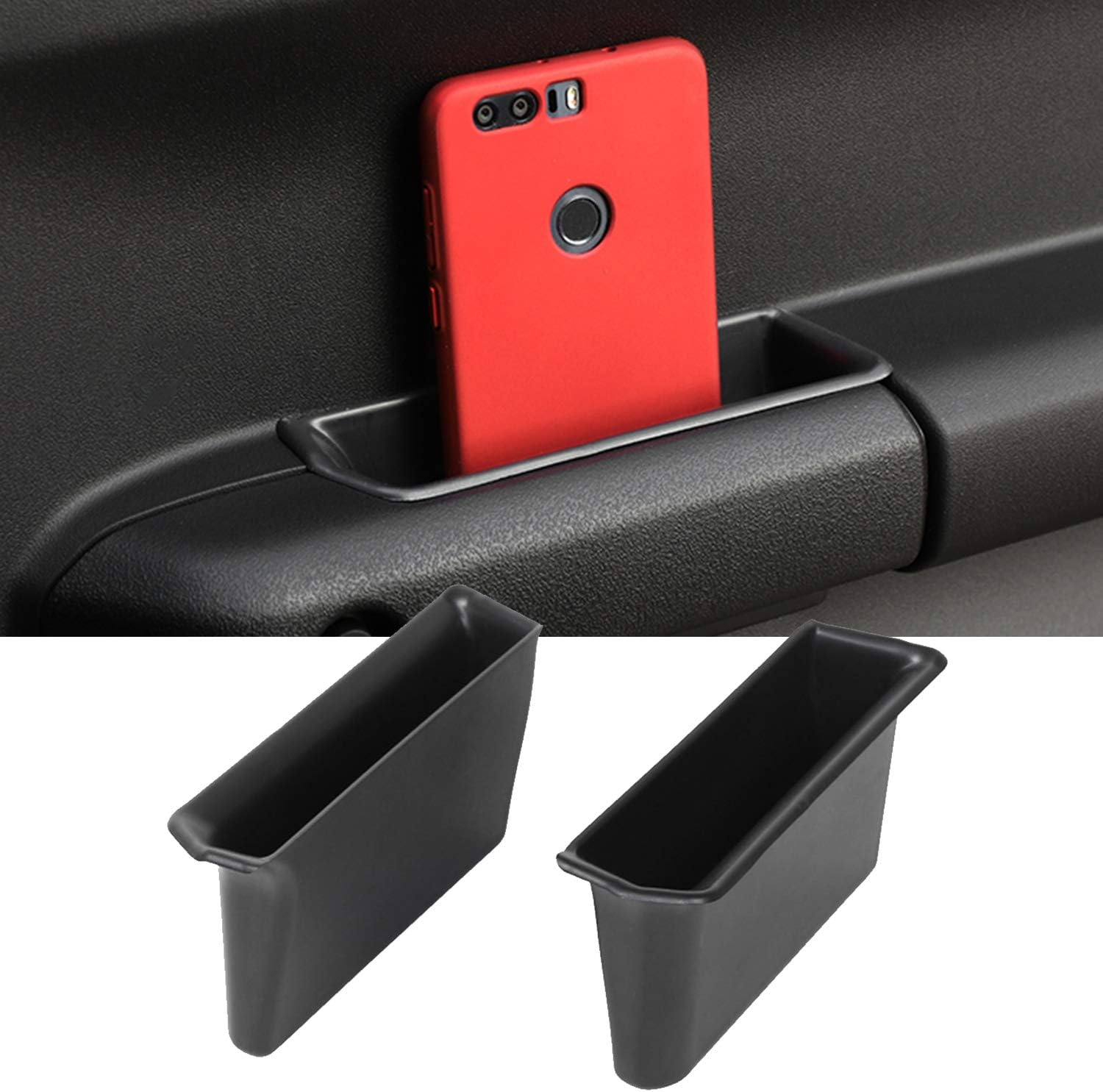2-Pack Door Handle Storage Box for Suzuki Jimny JB64 JB74W 2019 2020 2021 2022 2023 2024 Accessories Armrest Phone Container Door Organizer Handle Pocket ABS Tray (Black, 2Pcs) image number 6