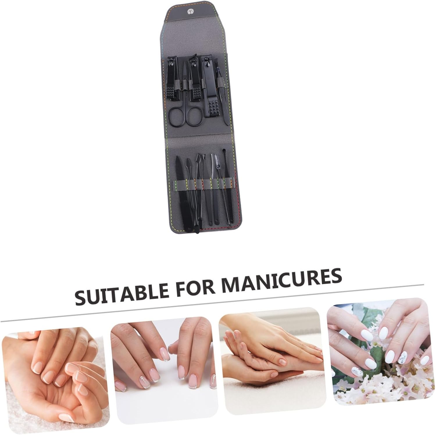 FRCOLOR 12Pcs Nail Tools Kit Nail Clippers Set Cuticle Trimmer Professional Manicure Tools Stainless Steel Care Kit image number 4