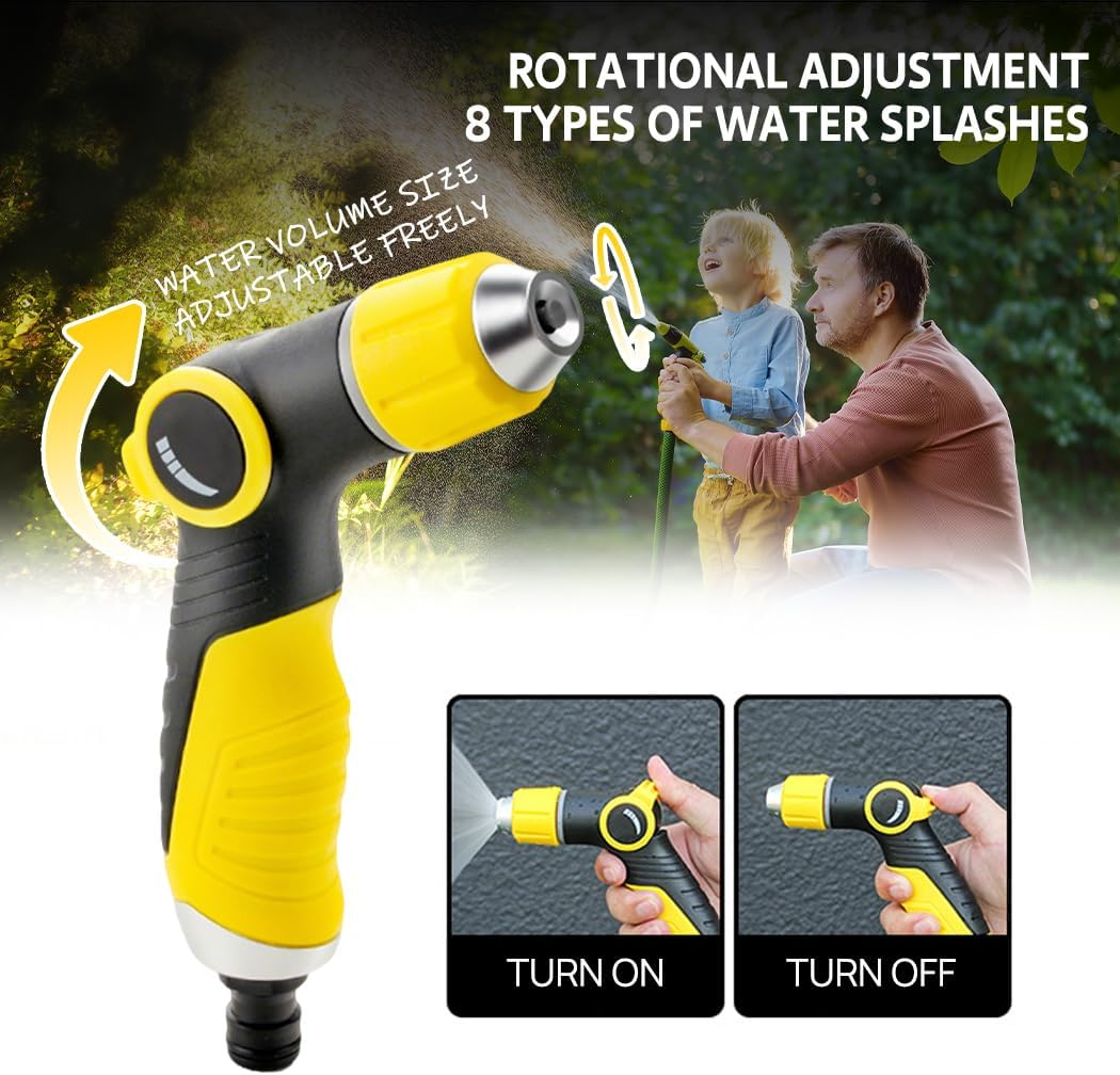 Velmora Expandable Garden Hose with 8 Spray Nozzle, Flexible Lightweight Garden Water Hose with Storage Bag & Anti-Leak Connectors for Lawn, Plants (Yellow25Ft, 2.5M-7.5M) image number 2