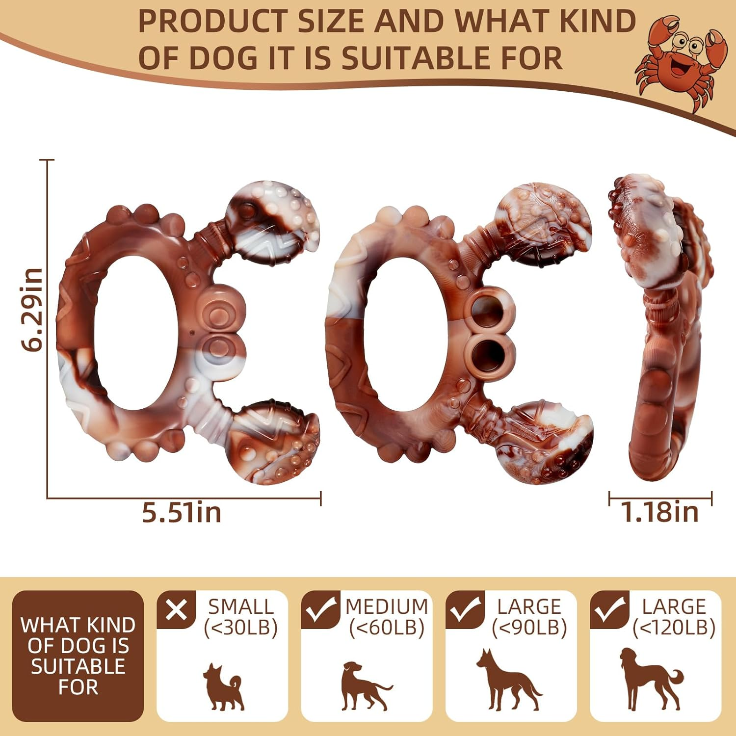 Tough Dog Chew Toy for Aggressive Chewers,Indestructible Interactive Beef Flavor Dog Teething Toy,Durable Nylon Dog Teeth Cleaning Chew Toy for Large Medium Dog image number 6