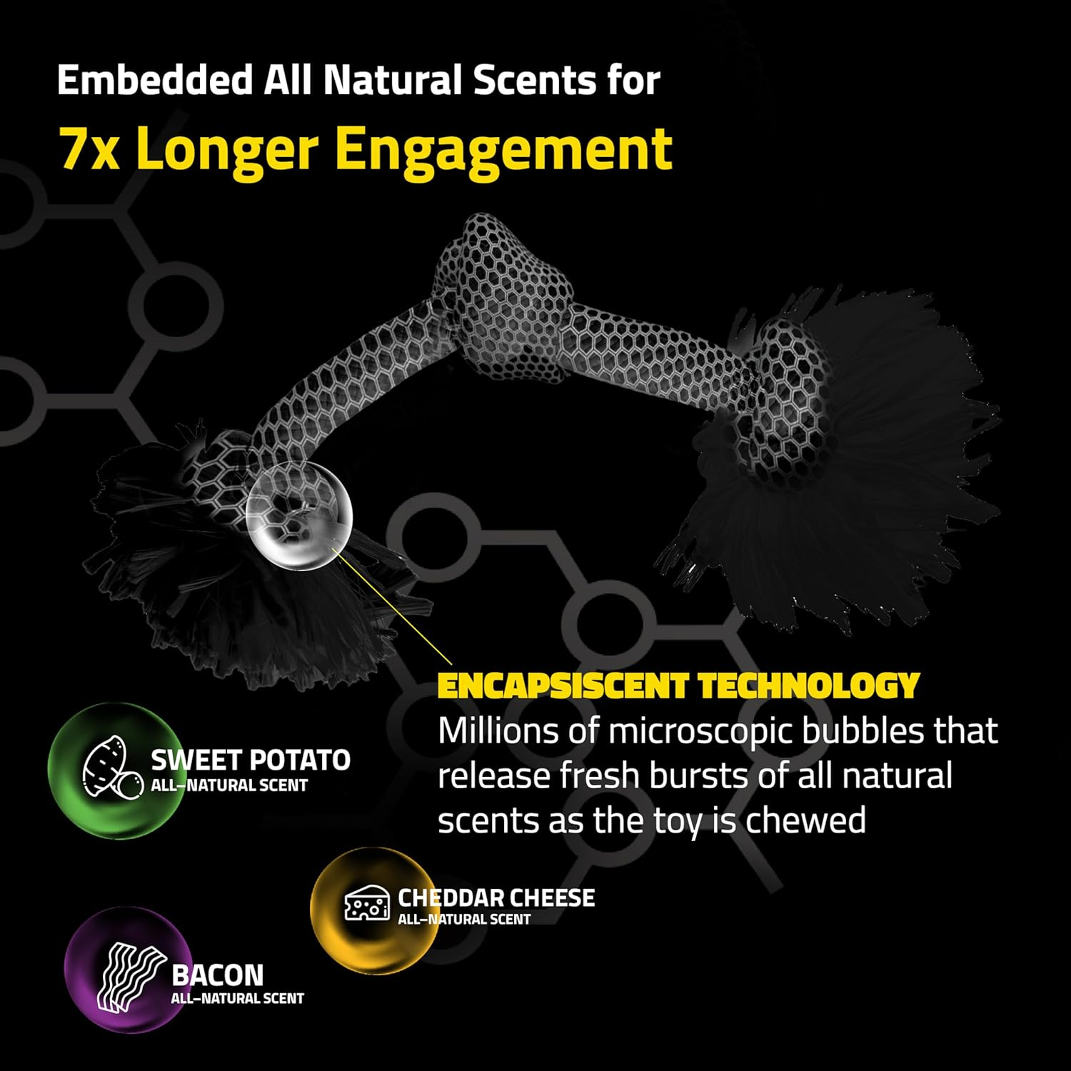 Playology Dri-Tech Rope Scented Dog Toy, Durable Fiber Technology Resists Tearing and Wicks Away Slobber, Cheddar Cheese (Medium) image number 3