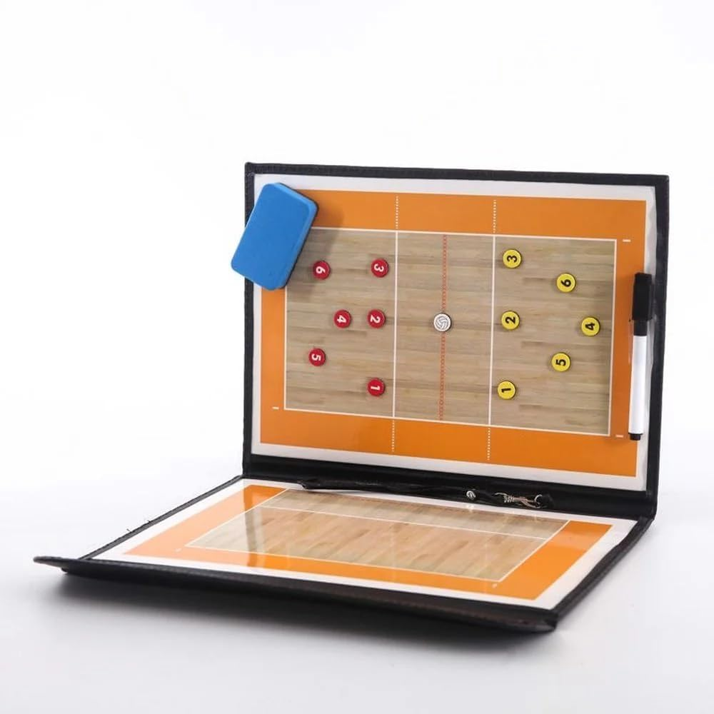 SPPHOENIX Foldable Volleyball Coach Tactics Board - Double-Sided Magnetic Coaching Clipboard, Strategy Planning Book Set image number 3