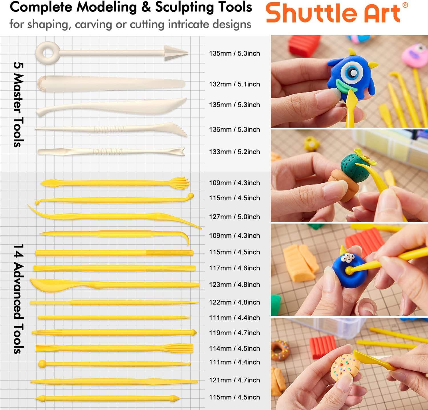 Shuttle Art Polymer Clay, 82 Colours Oven Bake Modeling Clay, Creative Clay Kit with 19 Clay Tools and 16 Kinds of Accessories, Non-Toxic, Non-Sticky, Ideal DIY Art Craft Clay for Kids Adults image number 1