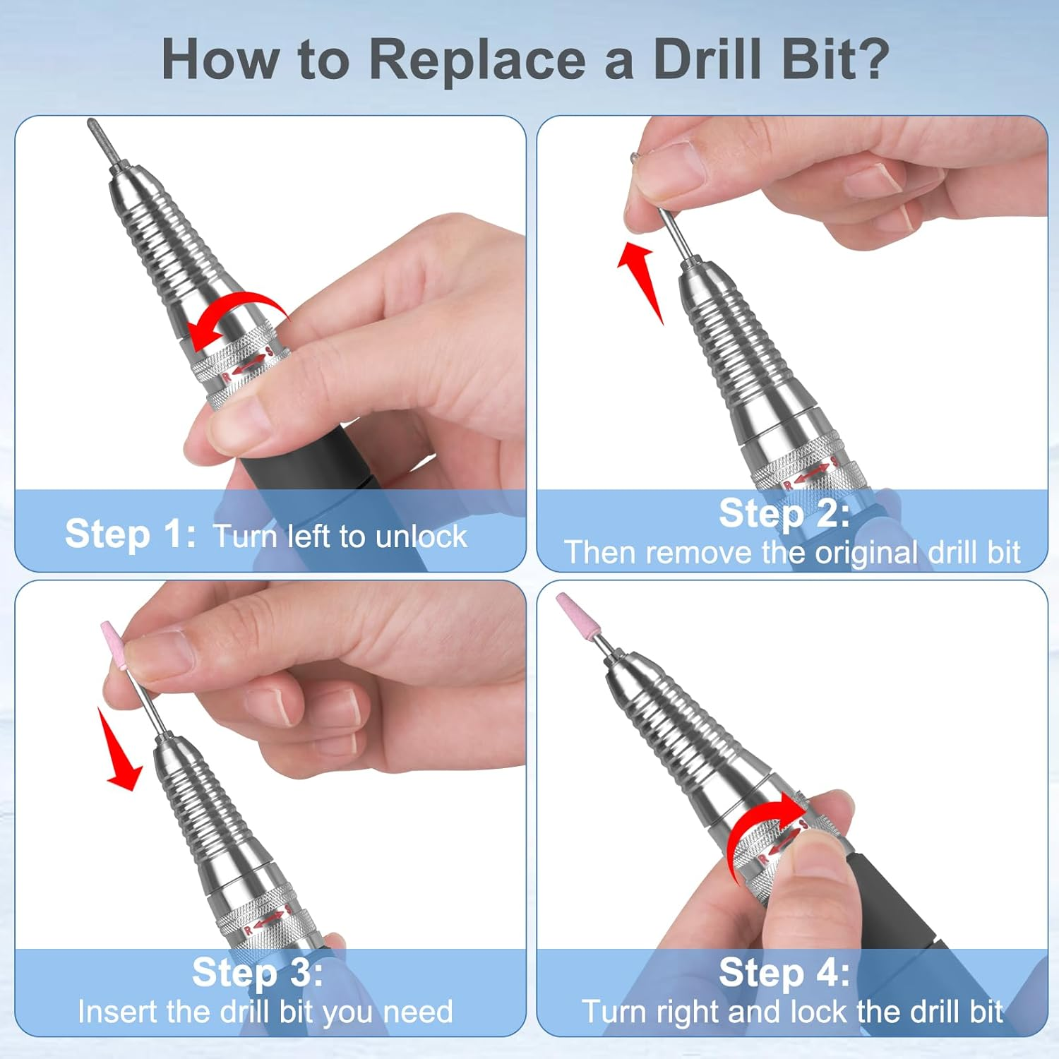 Nail Drill Handpiece for UP200 Machine, Homove 35000RPM Professional Electric Nail File Handle Replacement 3 Pins, Low Noise and Comfortable (Only Handpiece) image number 2