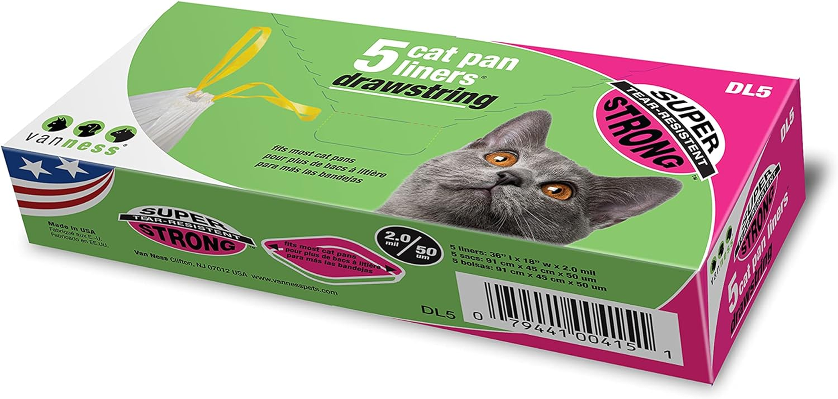 Van Ness Large Super Strong, 3 Ply Drawstring Cat Litter Box Liners, 5 Count, DL5 image number 2