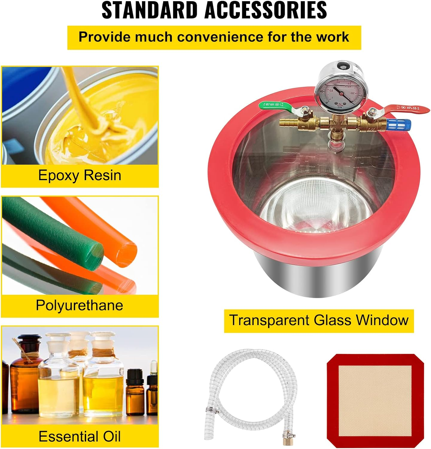 VEVOR 3 CFM 1/4HP Single Stage Vacuum Pump,3 Gallon/13 L Vacuum Chamber Kit, HVAC A/C Refrigeration Kit image number 1